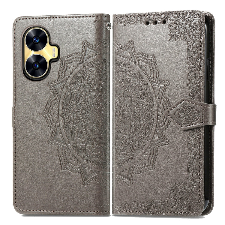 For Realme C55 Mandala Flower Embossed Leather Phone Case