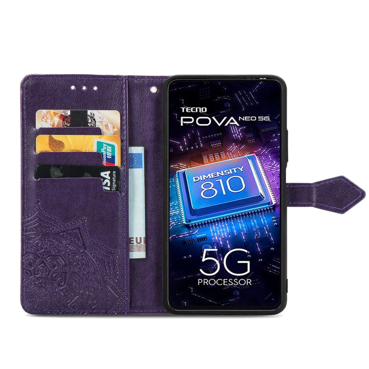 For Tecno Pova Neo 5G Mandala Flower Embossed Leather Phone Case