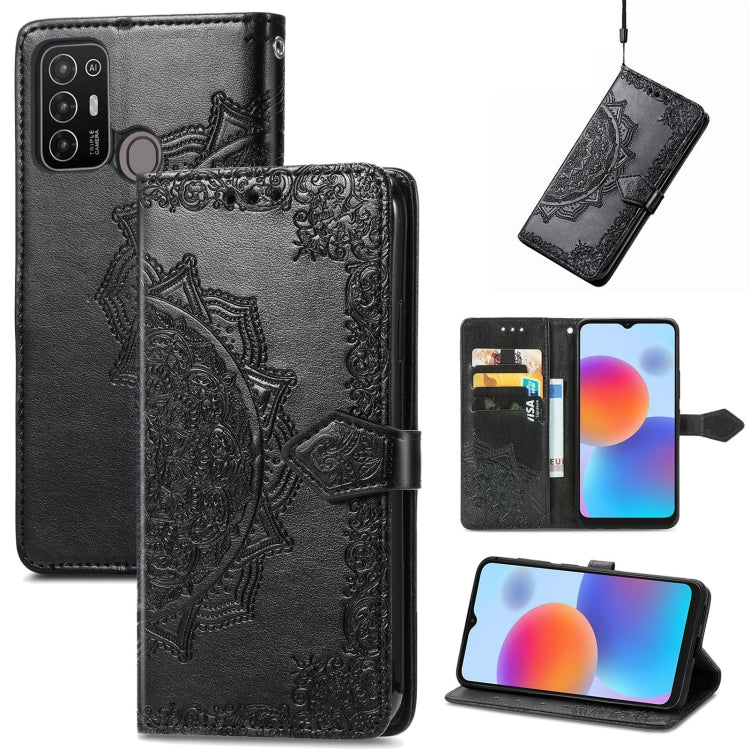 For ZTE Blade A52 Mandala Flower Embossed Leather Phone Case