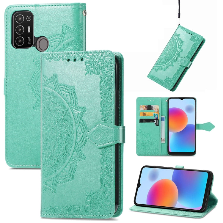 For ZTE Blade A52 Mandala Flower Embossed Leather Phone Case