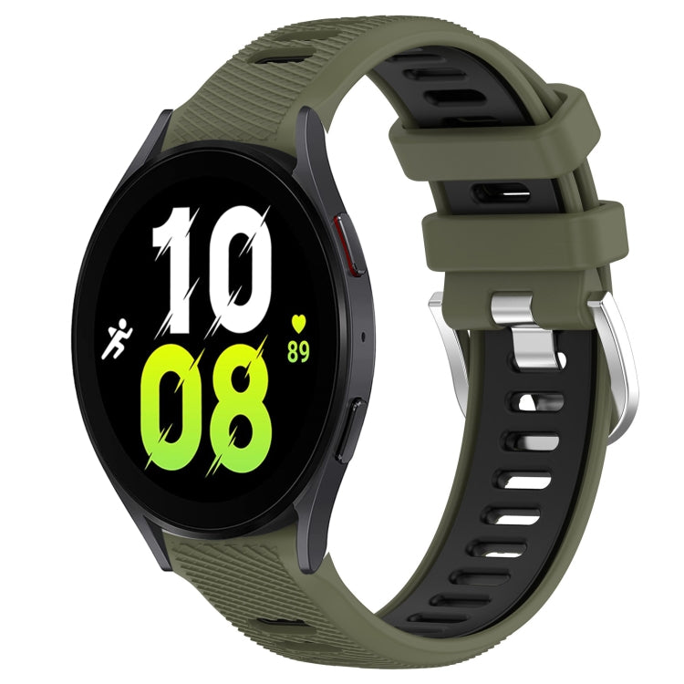 For Samsung Galaxy Watch5 44mm 20mm Sports Two-Color Steel Buckle Silicone Watch Band