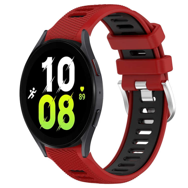 For Samsung Galaxy Watch5 44mm 20mm Sports Two-Color Steel Buckle Silicone Watch Band