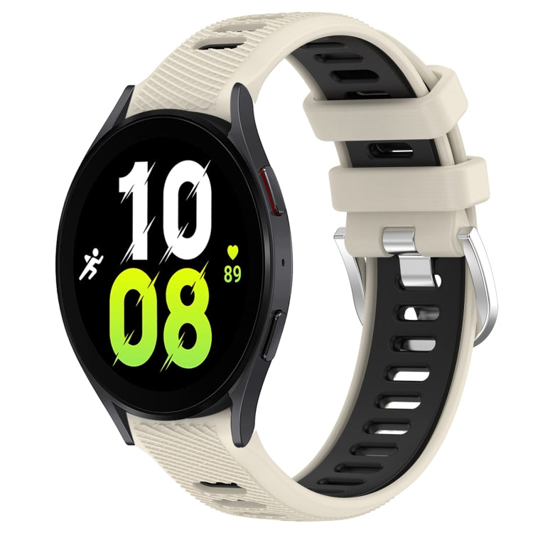 For Samsung Galaxy Watch5 44mm 20mm Sports Two-Color Steel Buckle Silicone Watch Band