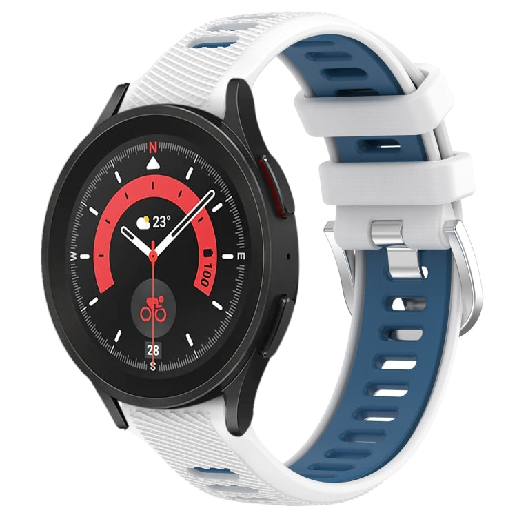 For Samsung Galaxy Watch5 Pro 45mm 20mm Sports Two-Color Steel Buckle Silicone Watch Band