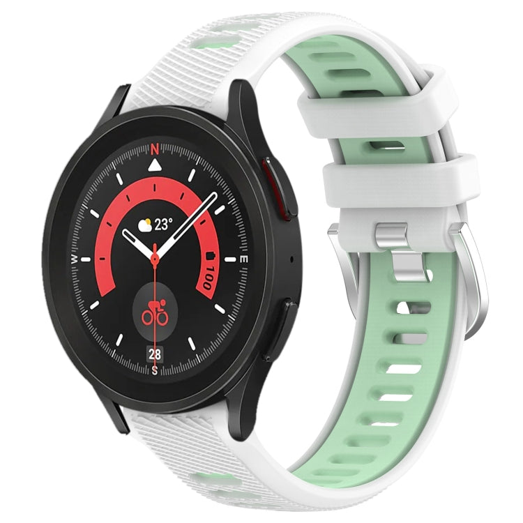 For Samsung Galaxy Watch5 Pro 45mm 20mm Sports Two-Color Steel Buckle Silicone Watch Band