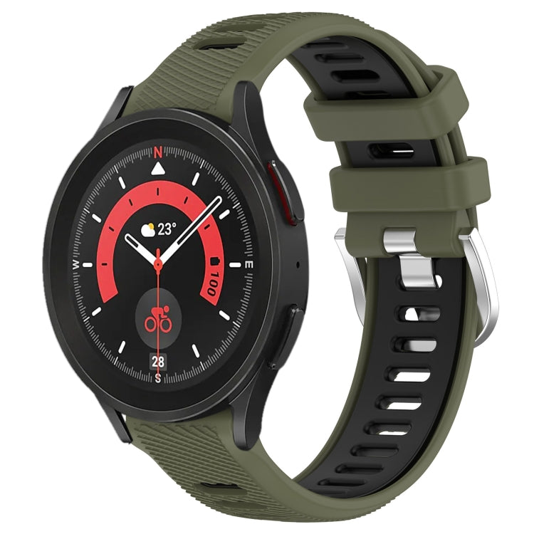 For Samsung Galaxy Watch5 Pro 45mm 20mm Sports Two-Color Steel Buckle Silicone Watch Band