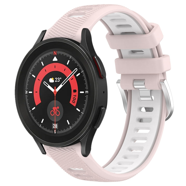 For Samsung Galaxy Watch5 Pro 45mm 20mm Sports Two-Color Steel Buckle Silicone Watch Band