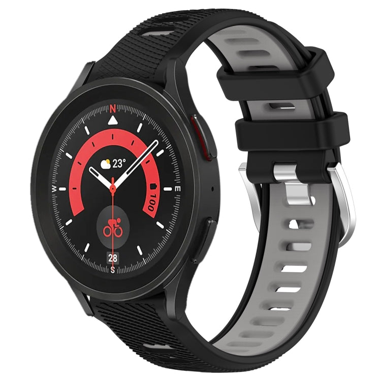 For Samsung Galaxy Watch5 Pro 45mm 20mm Sports Two-Color Steel Buckle Silicone Watch Band