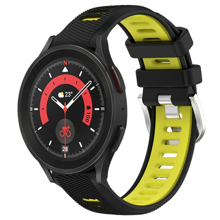 For Samsung Galaxy Watch5 Pro 45mm 20mm Sports Two-Color Steel Buckle Silicone Watch Band