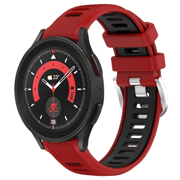 For Samsung Galaxy Watch5 Pro 45mm 20mm Sports Two-Color Steel Buckle Silicone Watch Band