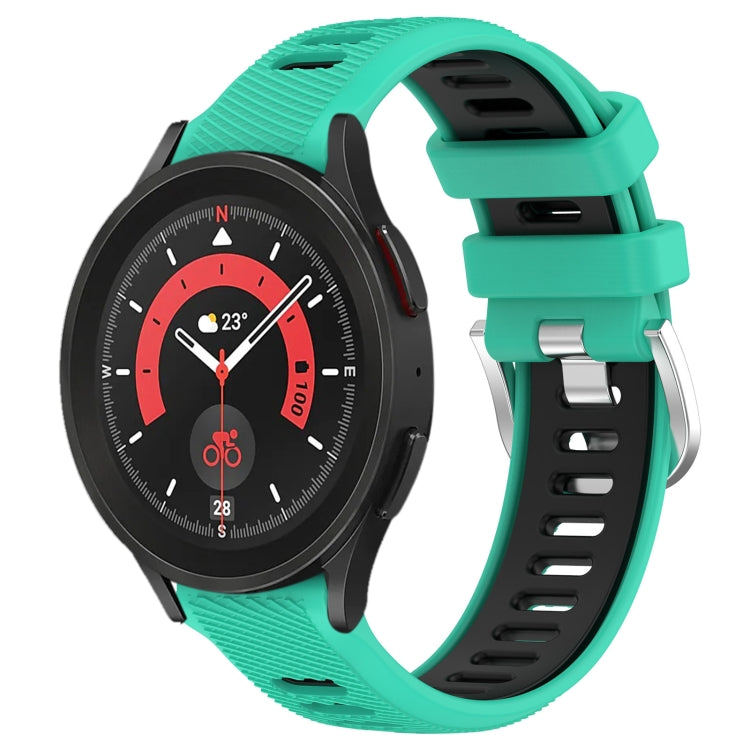 For Samsung Galaxy Watch5 Pro 45mm 20mm Sports Two-Color Steel Buckle Silicone Watch Band