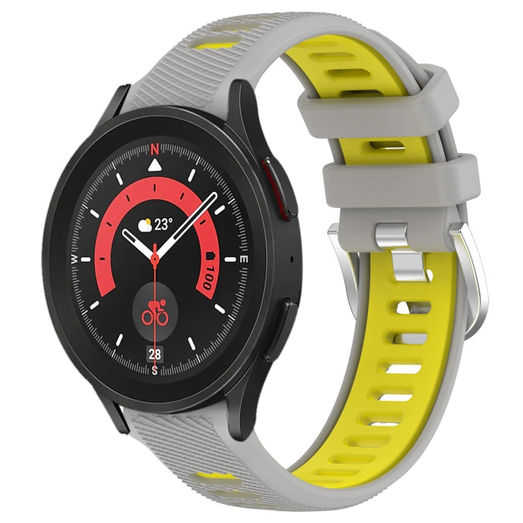 For Samsung Galaxy Watch5 Pro 45mm 20mm Sports Two-Color Steel Buckle Silicone Watch Band