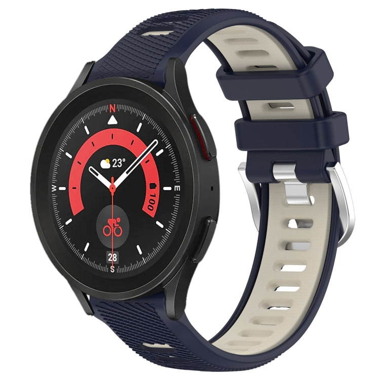 For Samsung Galaxy Watch5 Pro 45mm 20mm Sports Two-Color Steel Buckle Silicone Watch Band