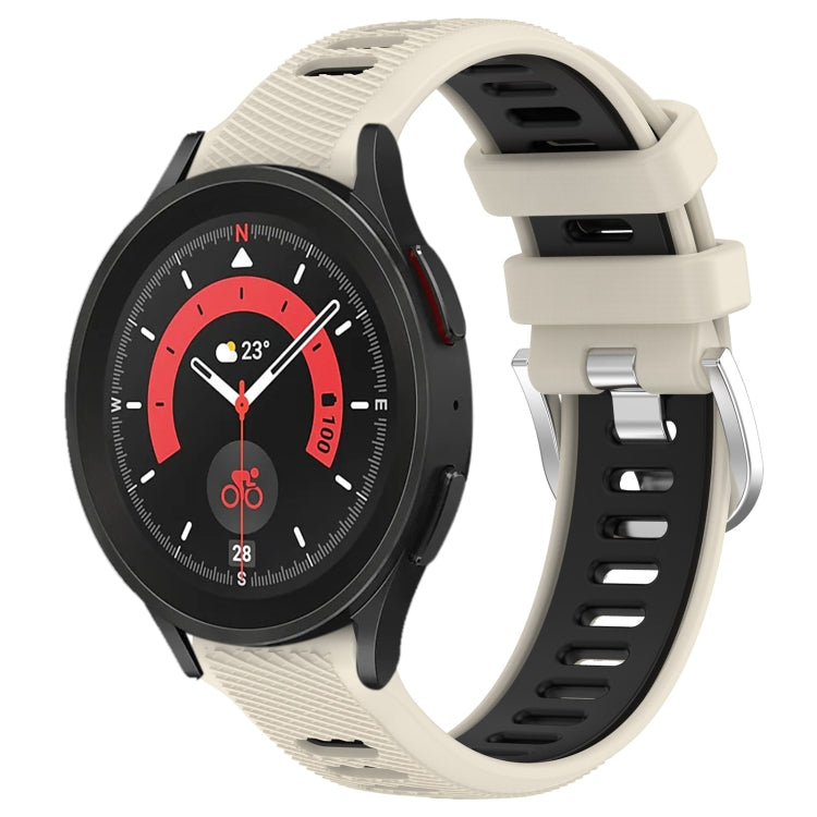 For Samsung Galaxy Watch5 Pro 45mm 20mm Sports Two-Color Steel Buckle Silicone Watch Band