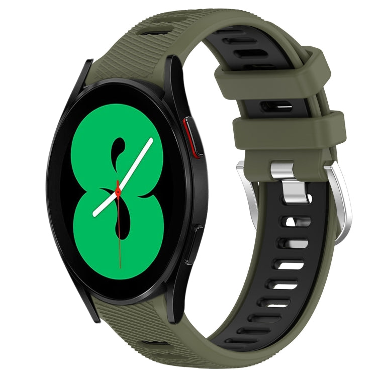 For Samsung Galaxy Watch4 44mm 20mm Sports Two-Color Steel Buckle Silicone Watch Band