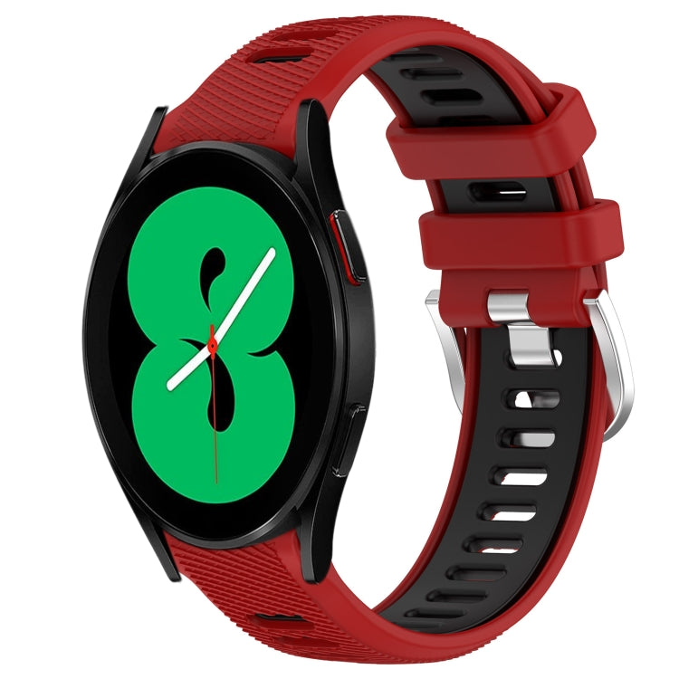For Samsung Galaxy Watch4 44mm 20mm Sports Two-Color Steel Buckle Silicone Watch Band