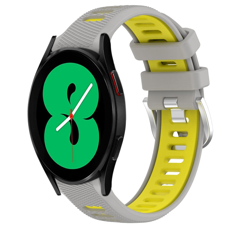 For Samsung Galaxy Watch4 44mm 20mm Sports Two-Color Steel Buckle Silicone Watch Band