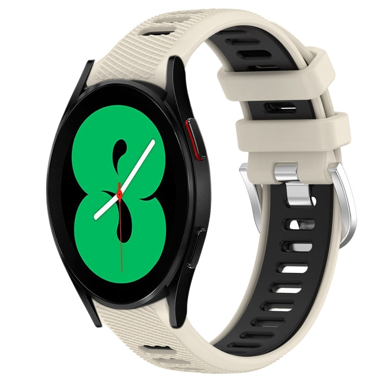 For Samsung Galaxy Watch4 44mm 20mm Sports Two-Color Steel Buckle Silicone Watch Band