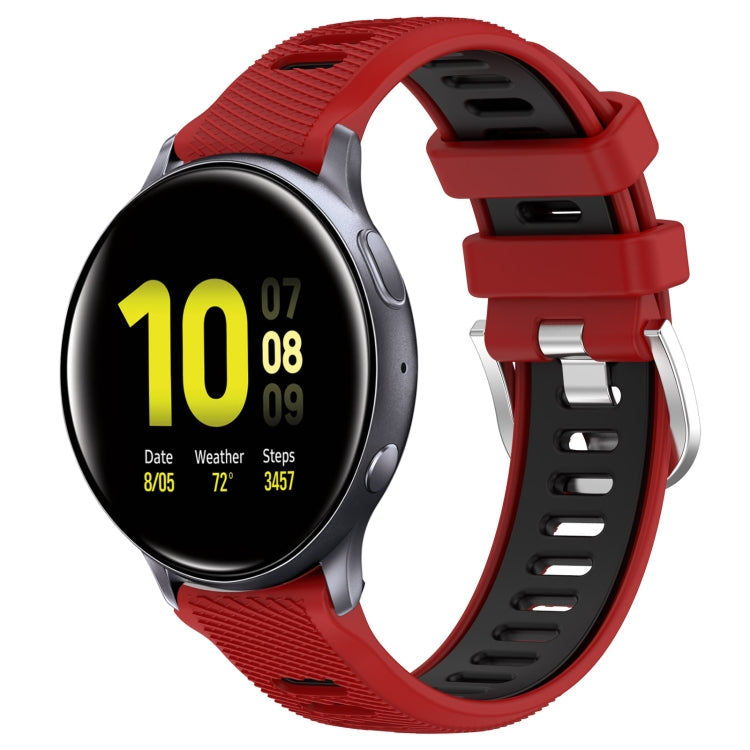 For Samsung Galaxy Watch Active2 44mm 20mm Sports Two-Color Steel Buckle Silicone Watch Band