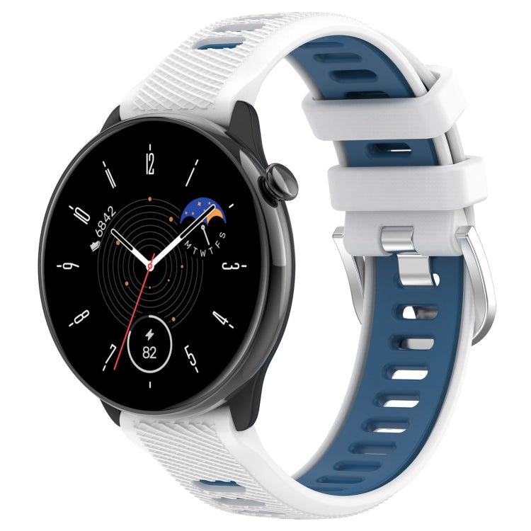 For Samsung Galaxy Watch 6 Classic 47mm 20mm Sports Two-Color Steel Buckle Silicone Watch Band