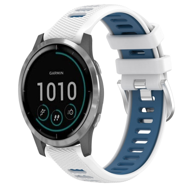 For Garmin Vivoactive4 22mm Sports Two-Color Steel Buckle Silicone Watch Band