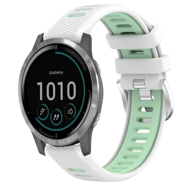 For Garmin Vivoactive4 22mm Sports Two-Color Steel Buckle Silicone Watch Band