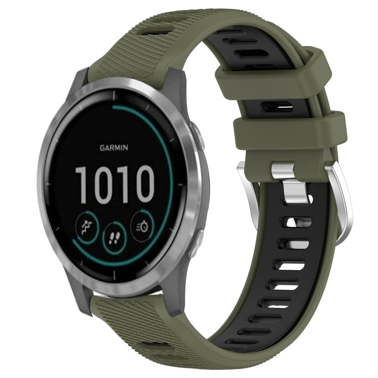 For Garmin Vivoactive4 22mm Sports Two-Color Steel Buckle Silicone Watch Band