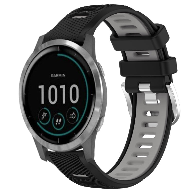 For Garmin Vivoactive4 22mm Sports Two-Color Steel Buckle Silicone Watch Band