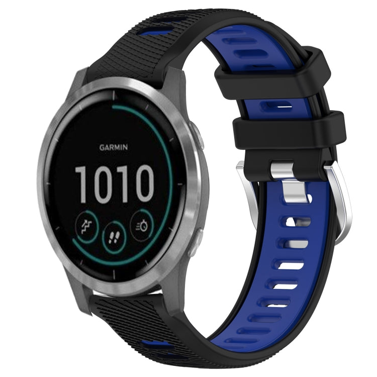 For Garmin Vivoactive4 22mm Sports Two-Color Steel Buckle Silicone Watch Band