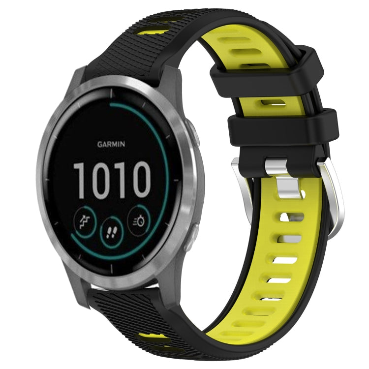 For Garmin Vivoactive4 22mm Sports Two-Color Steel Buckle Silicone Watch Band