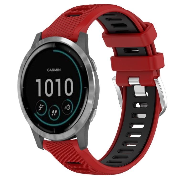 For Garmin Vivoactive4 22mm Sports Two-Color Steel Buckle Silicone Watch Band