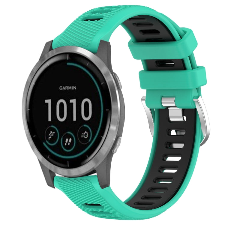 For Garmin Vivoactive4 22mm Sports Two-Color Steel Buckle Silicone Watch Band