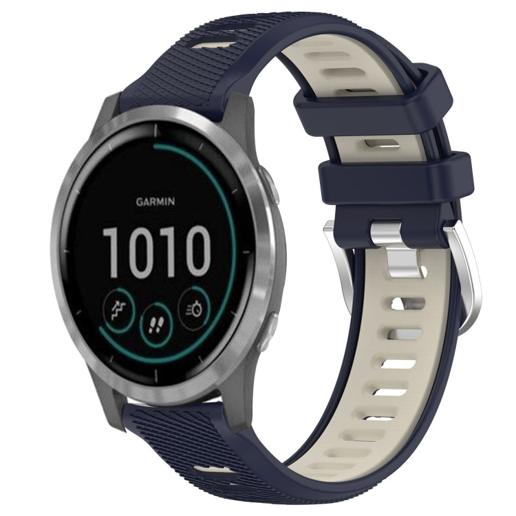 For Garmin Vivoactive4 22mm Sports Two-Color Steel Buckle Silicone Watch Band
