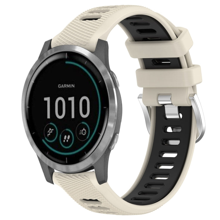 For Garmin Vivoactive4 22mm Sports Two-Color Steel Buckle Silicone Watch Band