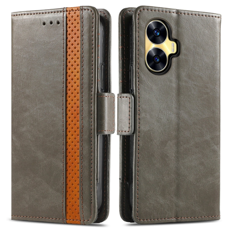 For Realme C55 CaseNeo Splicing Dual Magnetic Buckle Leather Phone Case