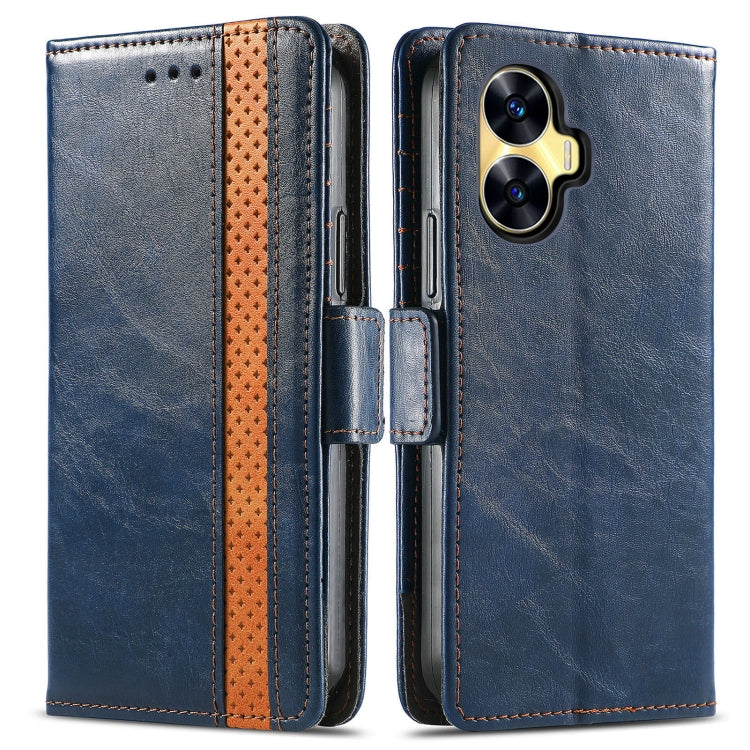 For Realme C55 CaseNeo Splicing Dual Magnetic Buckle Leather Phone Case