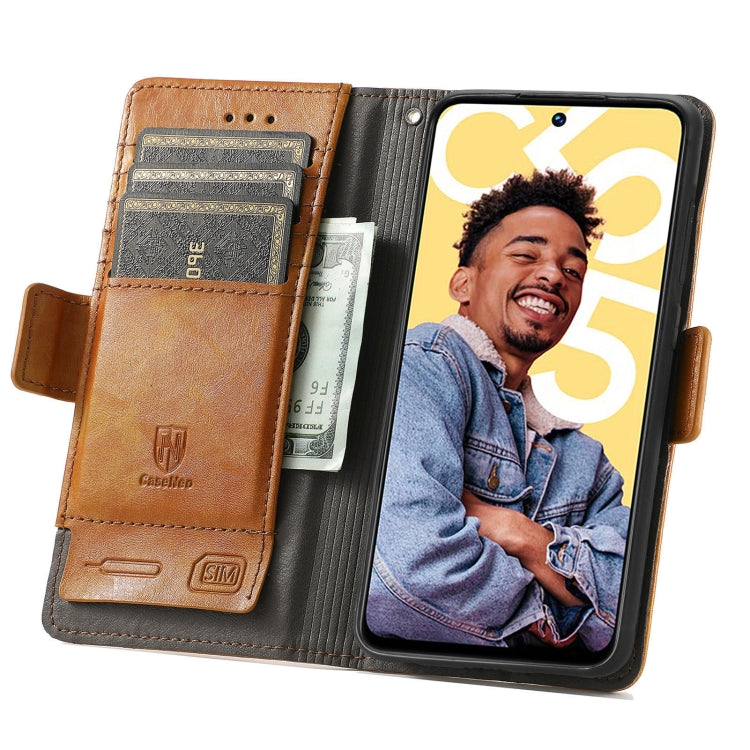 For Realme C55 CaseNeo Splicing Dual Magnetic Buckle Leather Phone Case