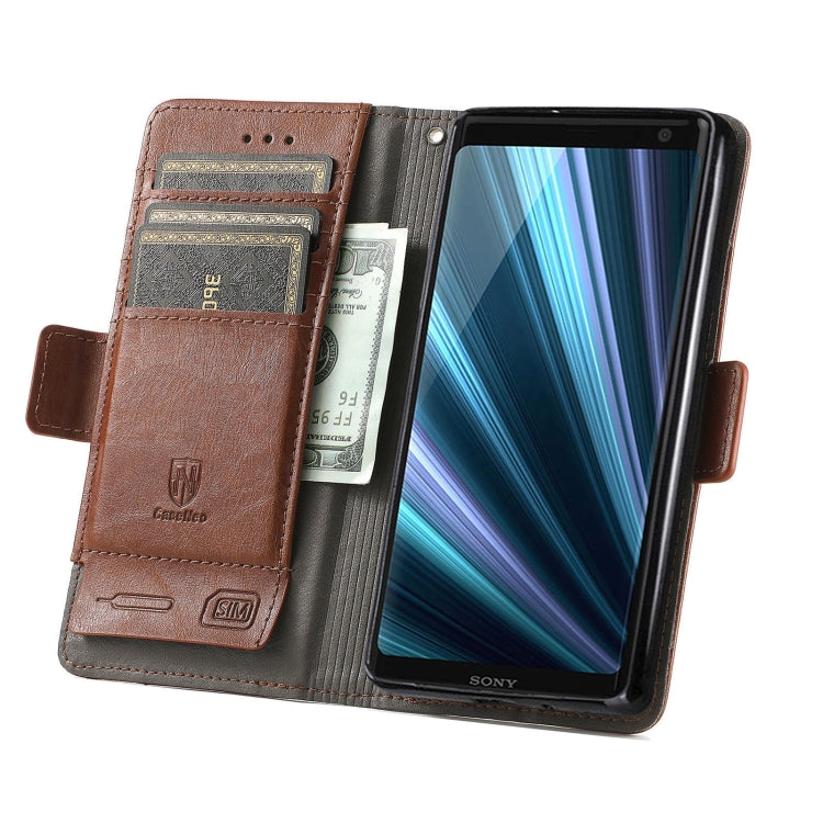 For Sony Xperia XZ3 CaseNeo Splicing Dual Magnetic Buckle Leather Phone Case