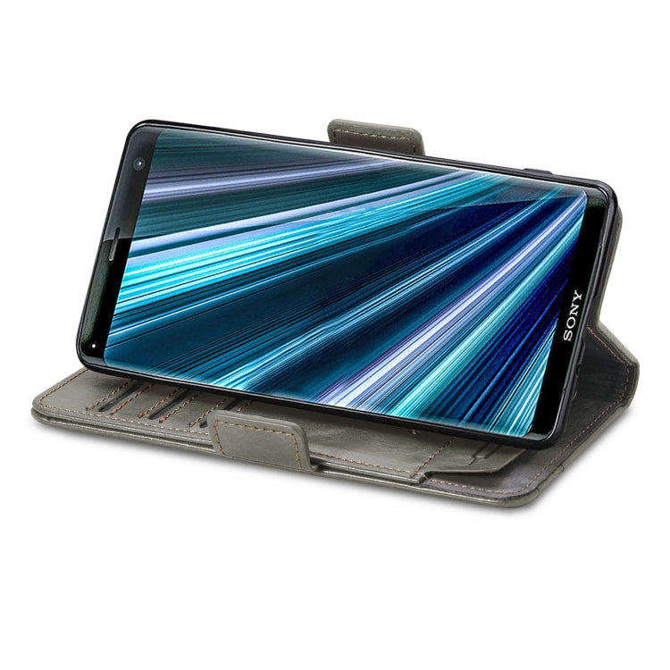 For Sony Xperia XZ3 CaseNeo Splicing Dual Magnetic Buckle Leather Phone Case