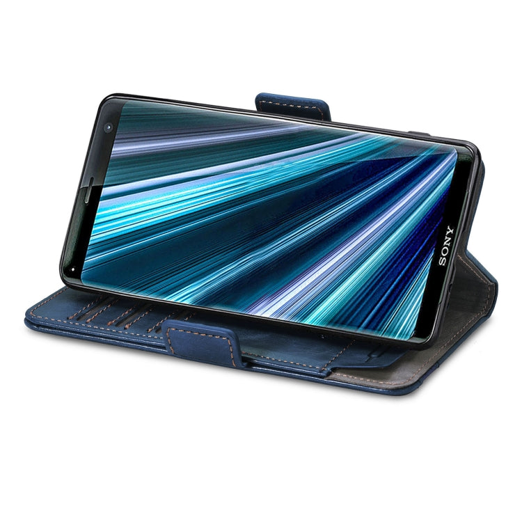 For Sony Xperia XZ3 CaseNeo Splicing Dual Magnetic Buckle Leather Phone Case