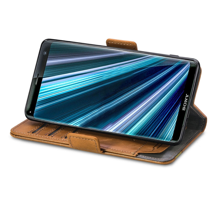 For Sony Xperia XZ3 CaseNeo Splicing Dual Magnetic Buckle Leather Phone Case