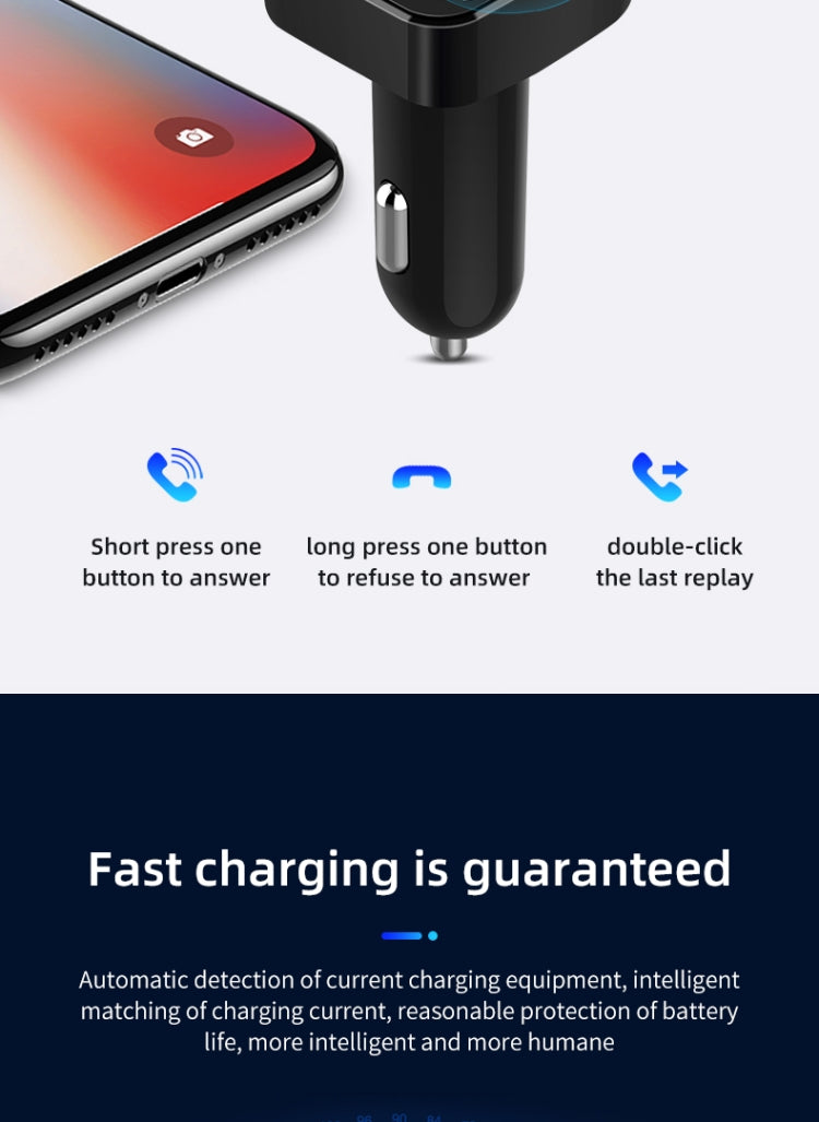 Car Mp3 Car Bluetooth Mp3 Player Hands-Free car FM Transmitter Mobile Phone Charging black