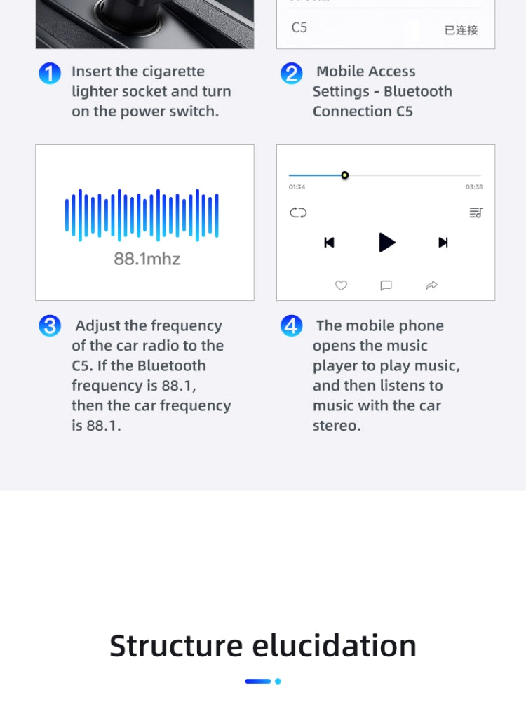 Car Mp3 Car Bluetooth Mp3 Player Hands-Free car FM Transmitter Mobile Phone Charging black