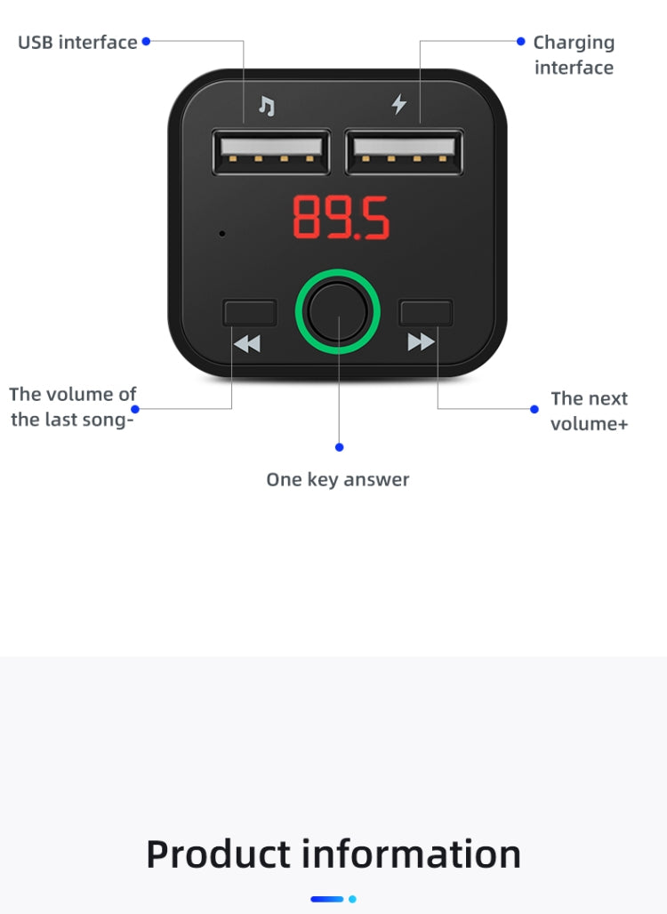 Car Mp3 Car Bluetooth Mp3 Player Hands-Free car FM Transmitter Mobile Phone Charging black