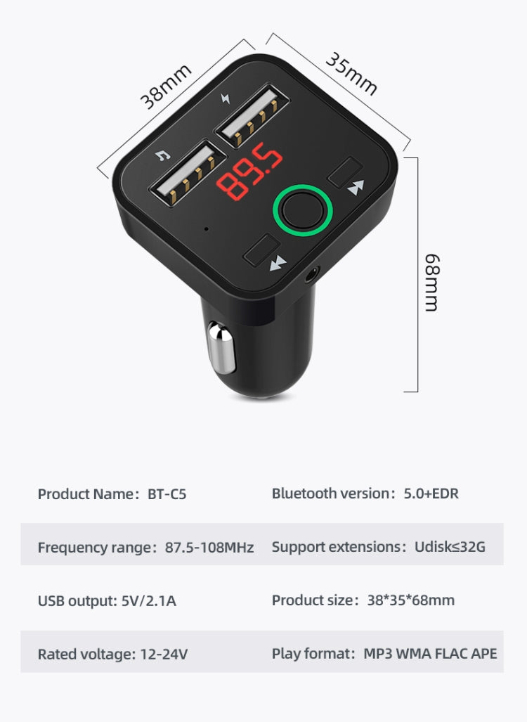 Car Mp3 Car Bluetooth Mp3 Player Hands-Free car FM Transmitter Mobile Phone Charging black