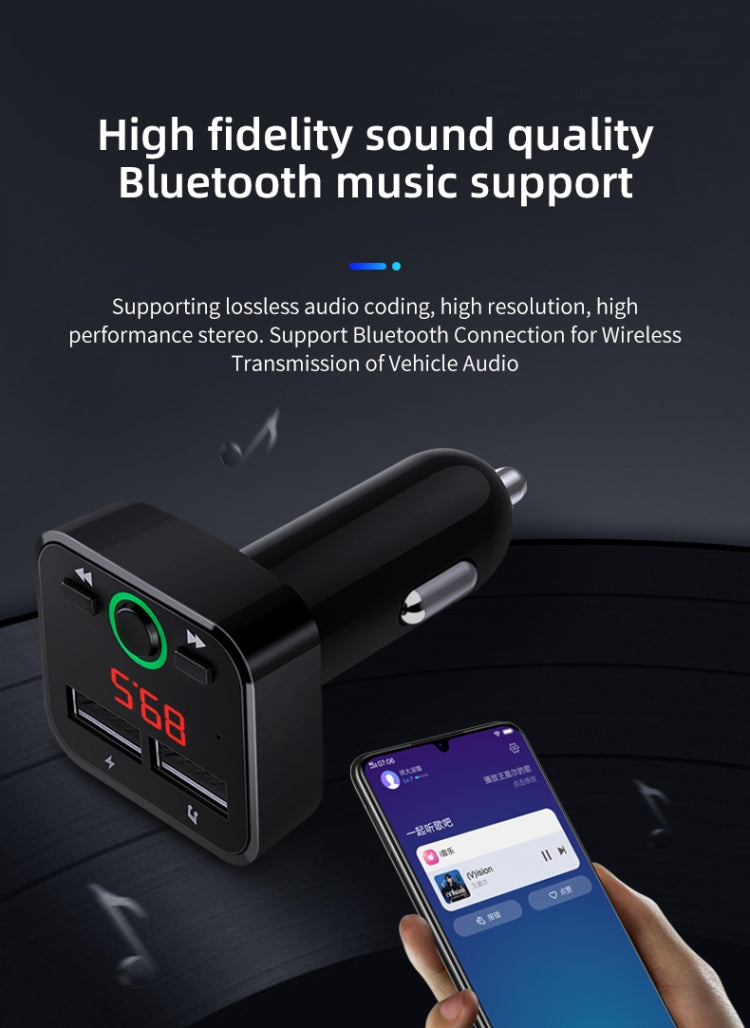 Car Mp3 Car Bluetooth Mp3 Player Hands-Free car FM Transmitter Mobile Phone Charging black