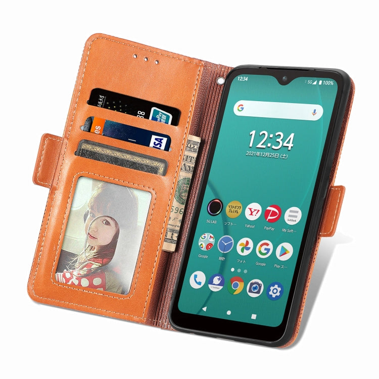 For Fujitsu Arrows We  F-51B Grid Leather Flip Phone Case