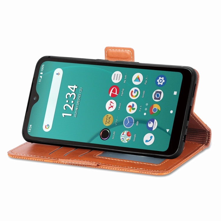 For Fujitsu Arrows We  F-51B Grid Leather Flip Phone Case