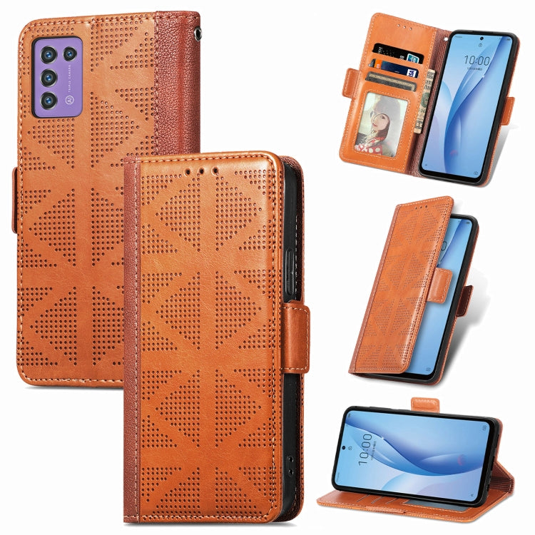 For ZTE Libero 5G III Grid Leather Flip Phone Case