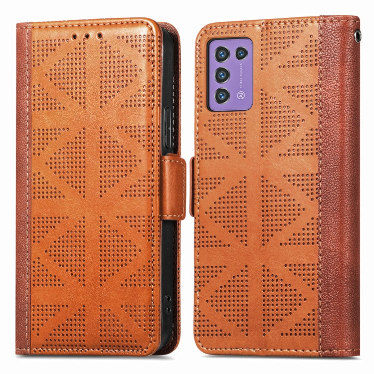 For ZTE Libero 5G III Grid Leather Flip Phone Case
